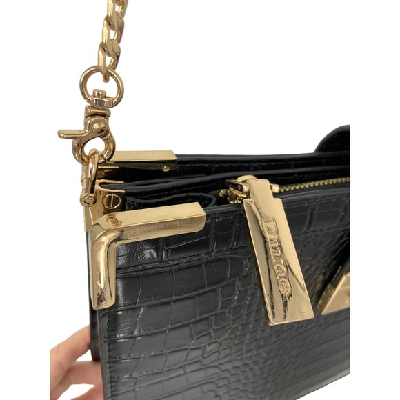 Dune London Black Sling Bag Croc Crocodile Embossed Print - Picture 4 of 12